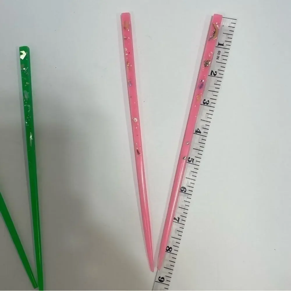 Hair Chopsticks Set of 2 pink green